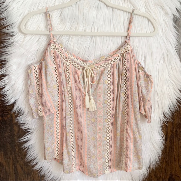 Japna Tops - Japna Off the Shoulder Boho Flowy Blouse XS
